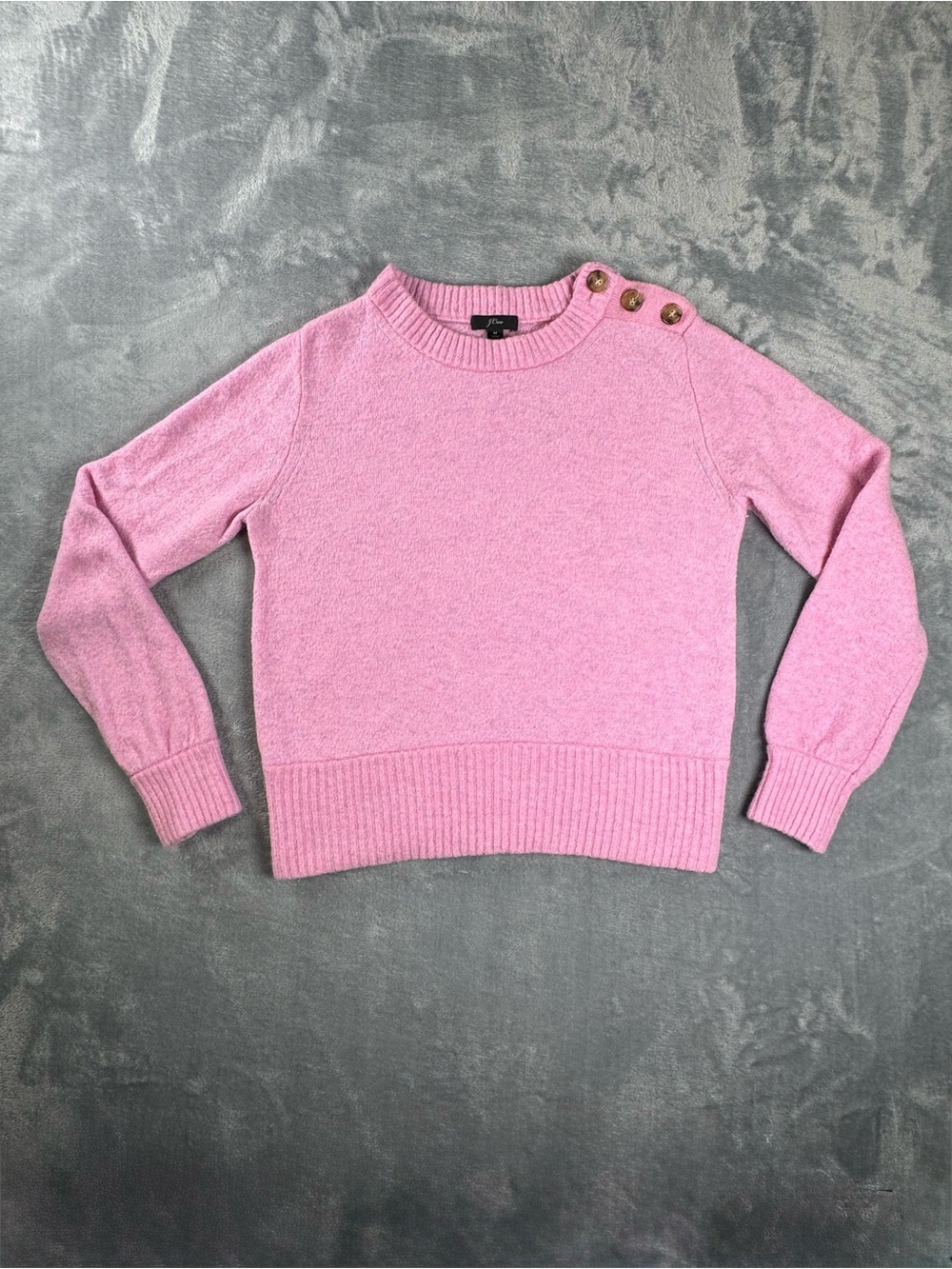 J.Crew Button Shoulder Sweater Womens M Pink Merino Wool Alpaca Crewneck